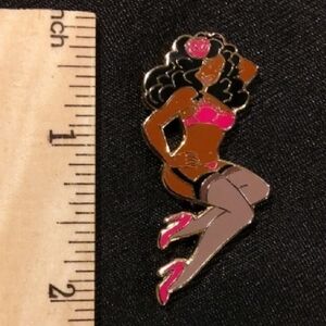 Stylish P in Up Pink and Black Enamel Pin